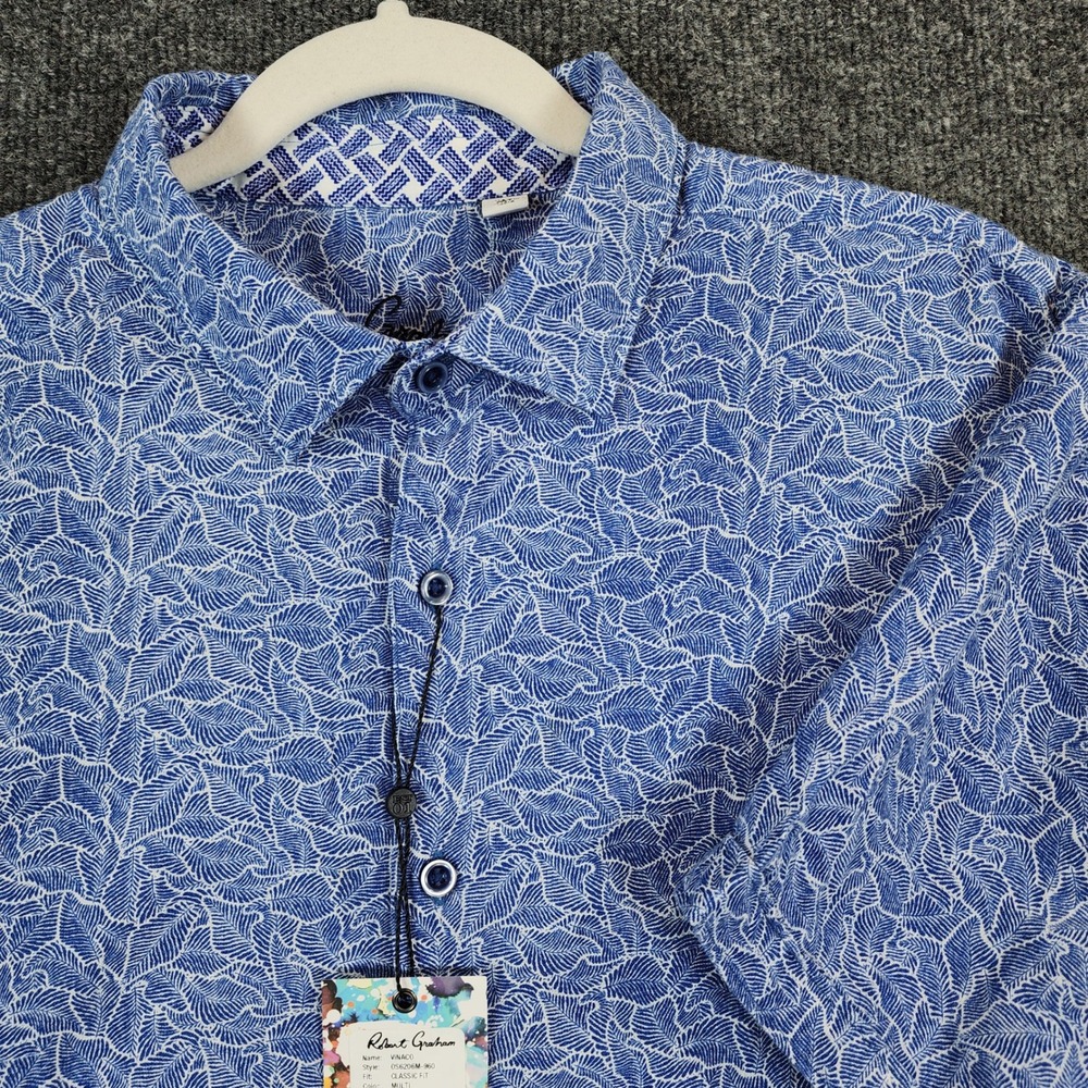 Robert Graham Vinaco Men Linen Coastal Resort Vacation Shirt Size XL NWT